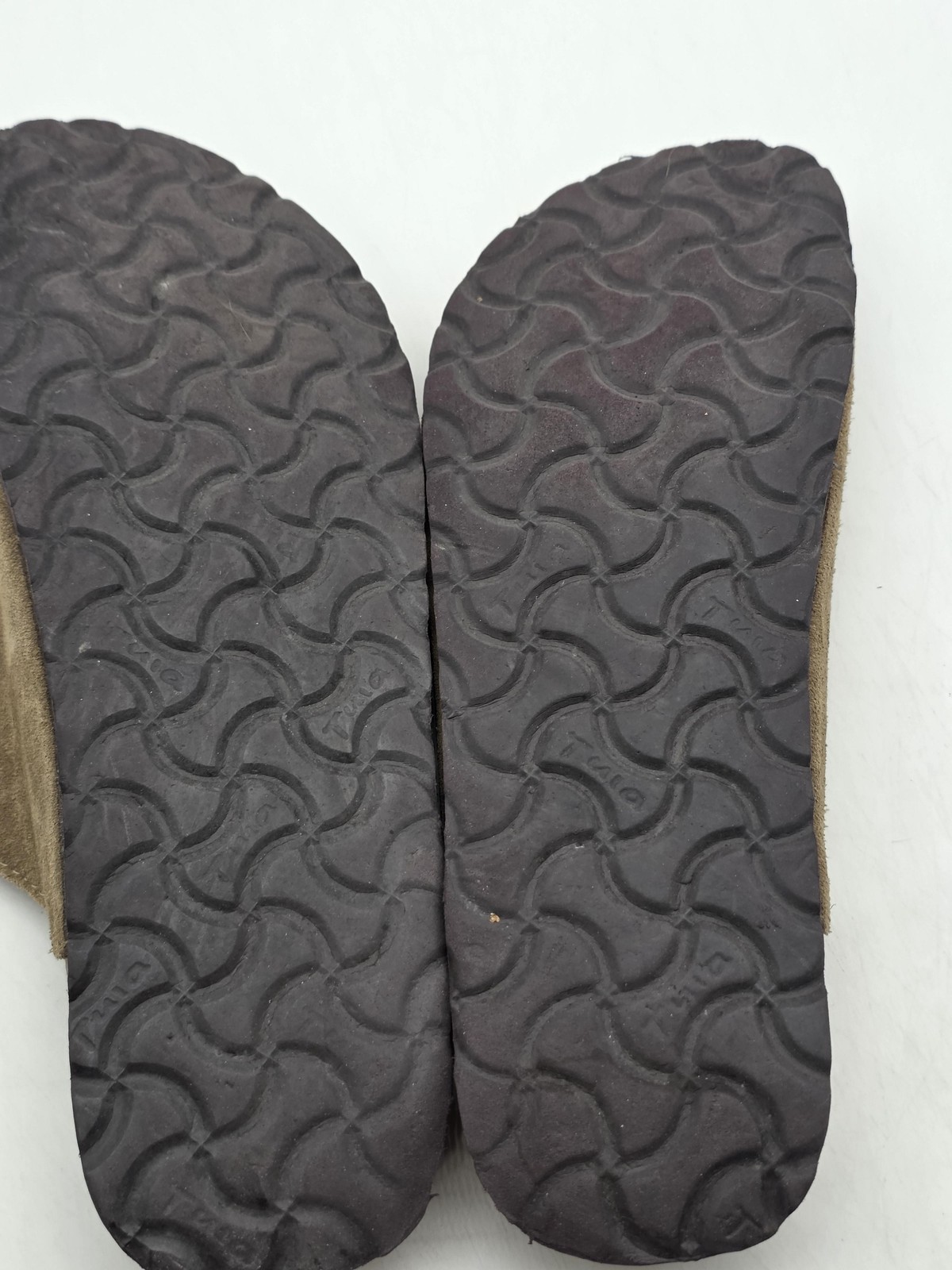 Tula Sandals Womens Size 9.5 40.5 Brown Suede Cork Slide Buckle Stains Shoes