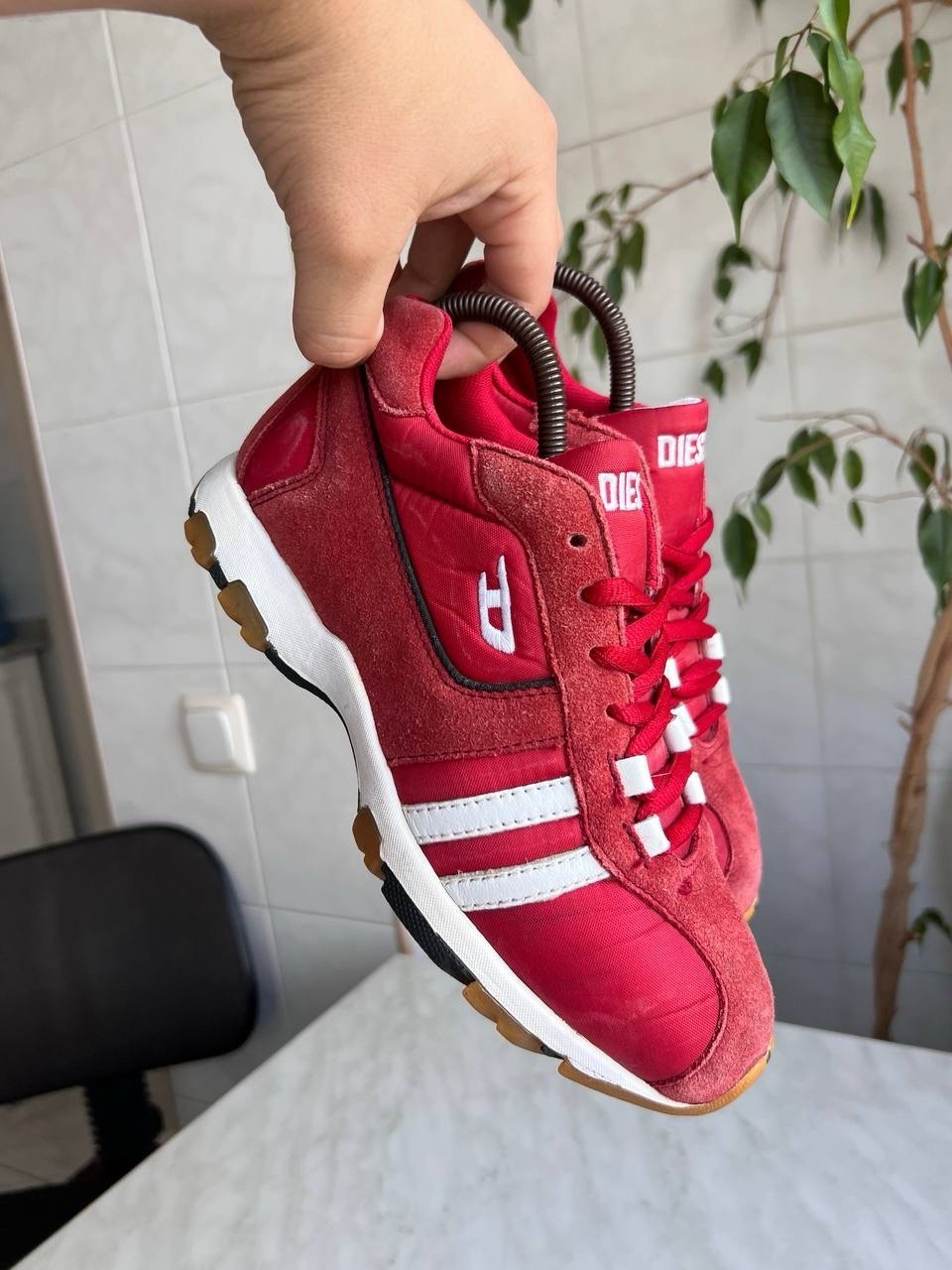 DIESEL Women’s Shoes Y2K Red Sneakers Moto Style Diesel Logo Vintage 90’s Sz 37