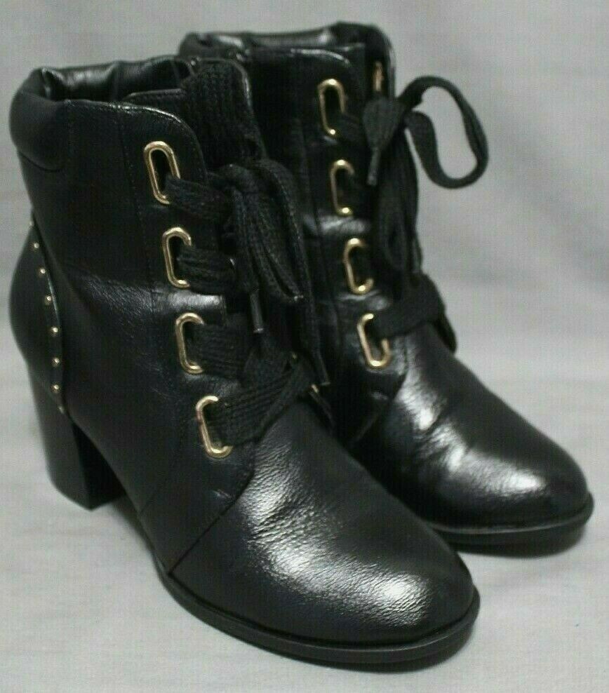 KOHLS womens lace up zip round toe 3 1/2″ high heel ankle boots size 8.5 M black