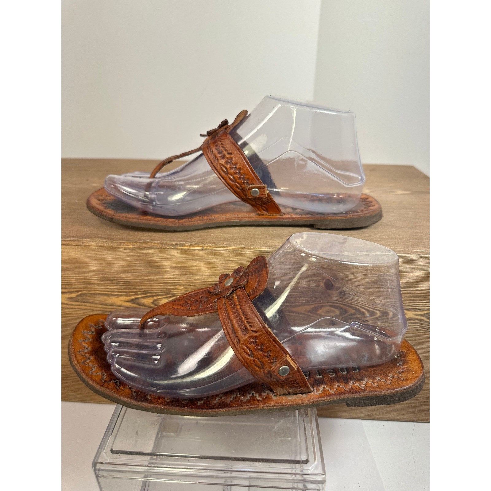 Handmade Costa Rica Leather Thong Sandals Artisan Boho Festival SZ 39/ 8.5-9