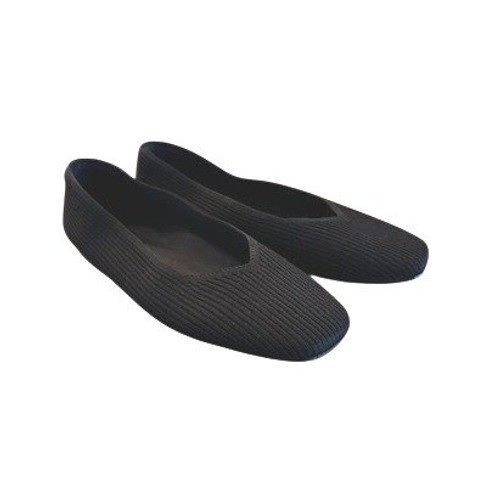 VIVAIA 40.5 10.5 Margot Square-Toe Black Ribbed Knit Ballet Flats Shoes NWOB