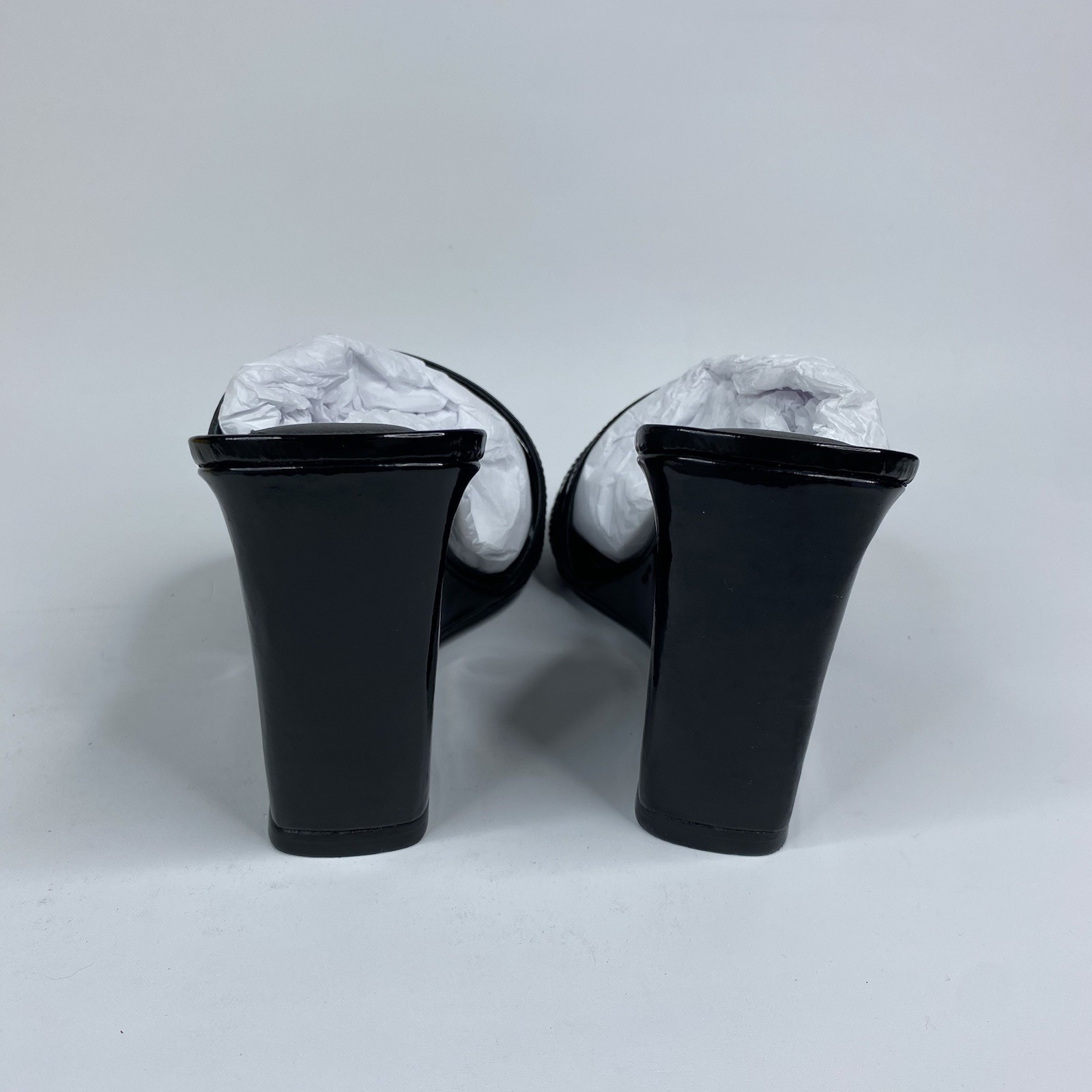 Mercedes Castillo Cecilia Wedge Sandal Glossy Black Patent Women’s US 10.5