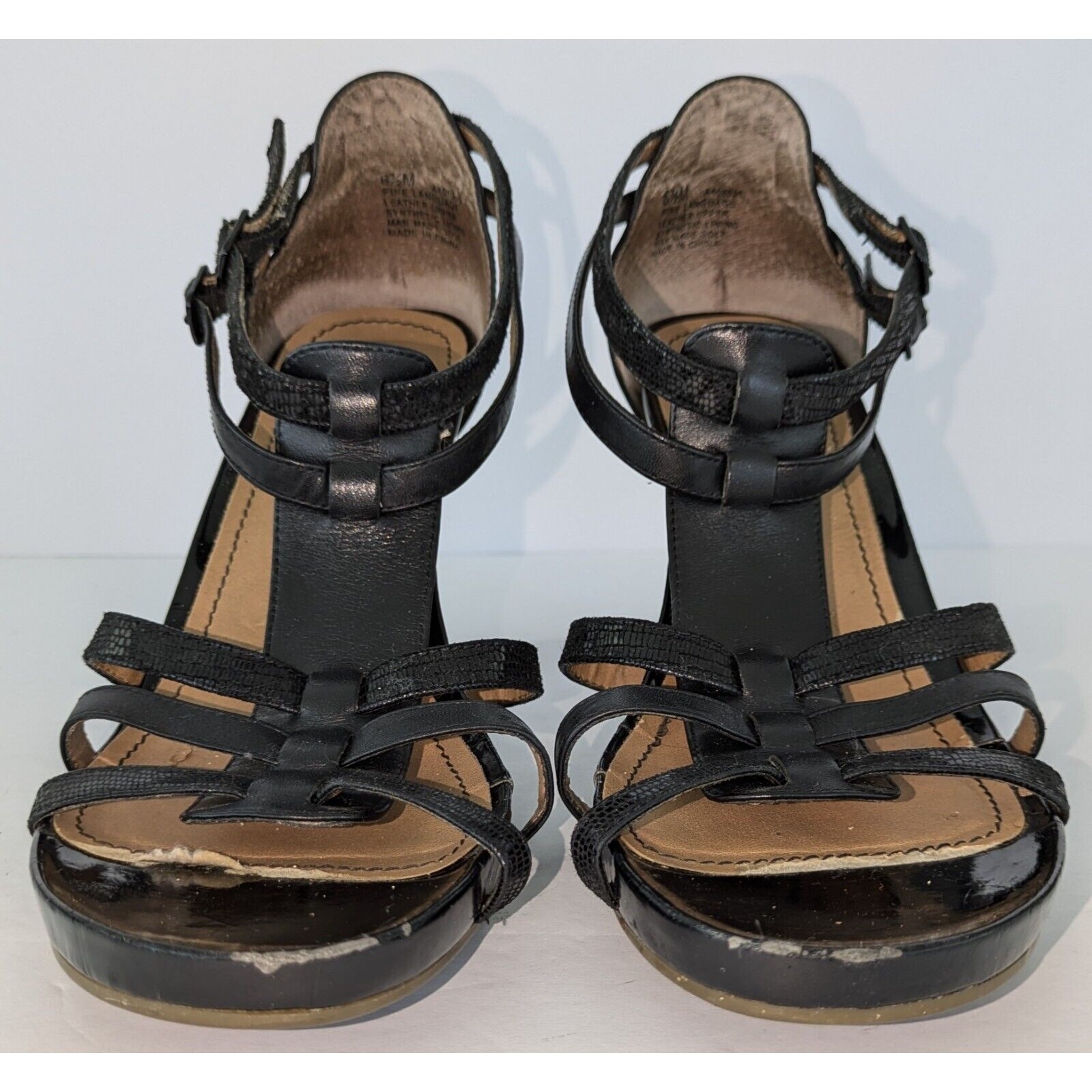 Kenneth Cole Reaction Womens Sz 6.5 Strappy Open Toe Cone Heel Gladiator Sandals