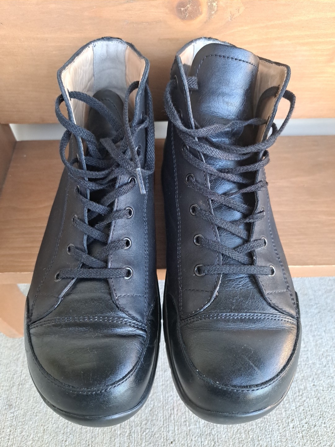 Finn Comfort Leather High Top Boots Sneakers Black Unisex W 9.5 / M 7.5 Germany