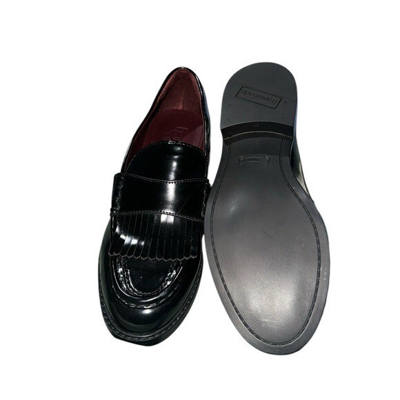 NEW FRANCO SARTO Women’s Alonzo Loafer Color: Black Faux Leather Fringe
