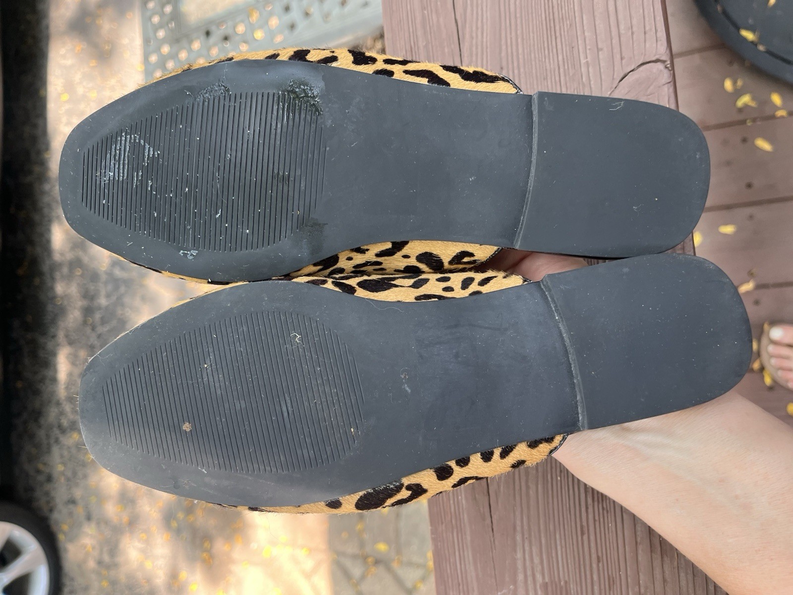 STEVE MADDEN Tan Black Horsebit Leopard Cow Hair Mule SZ 7.5