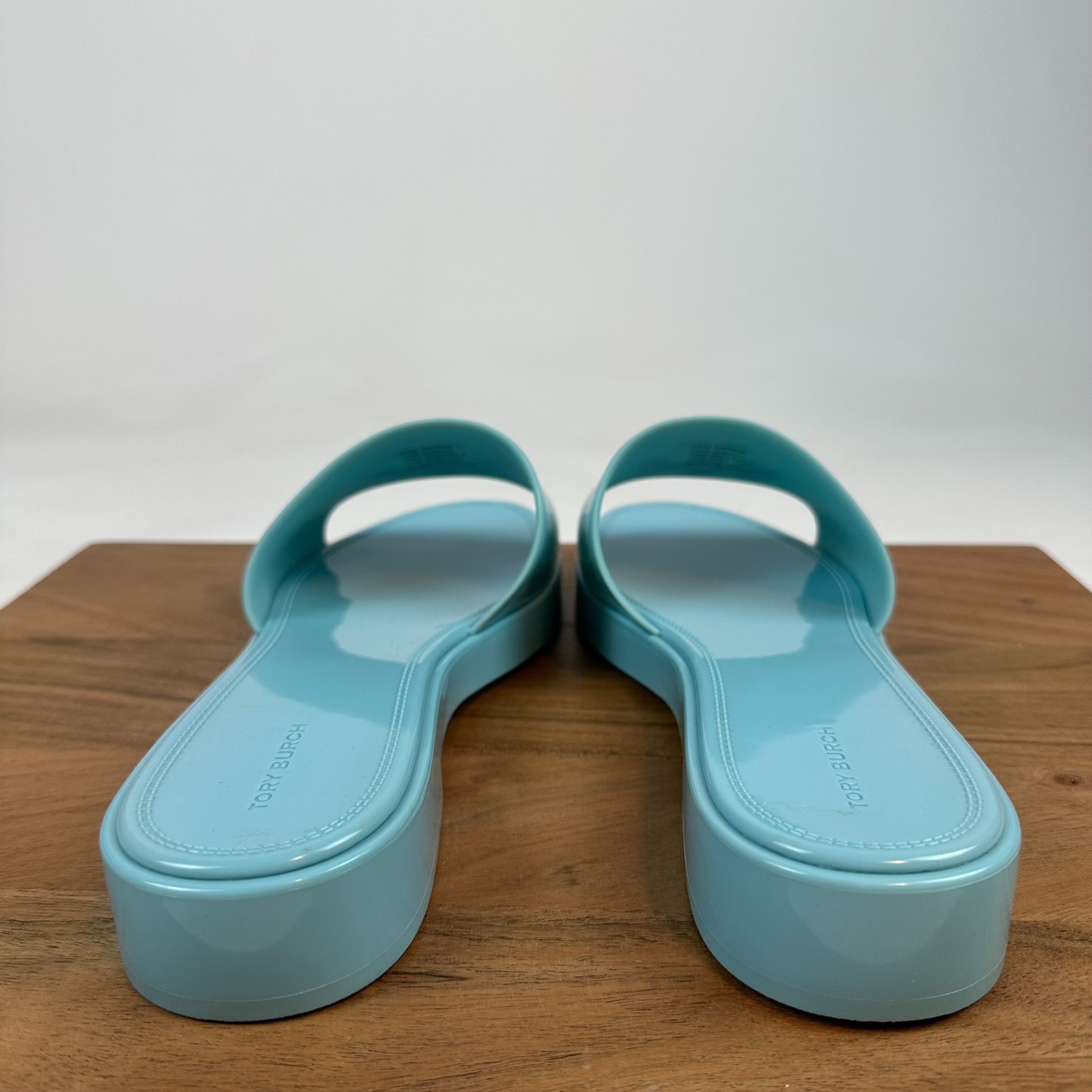 Womens Tory Burch Eleanor Jelly Blue Rubber Logo Casual Slides Sandals Size 11 M