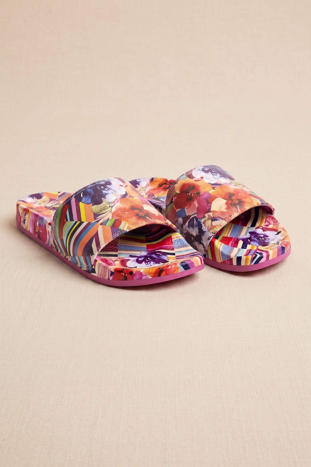 Johnny Was Floral Stripe Pool Side Slide JWS19824-4