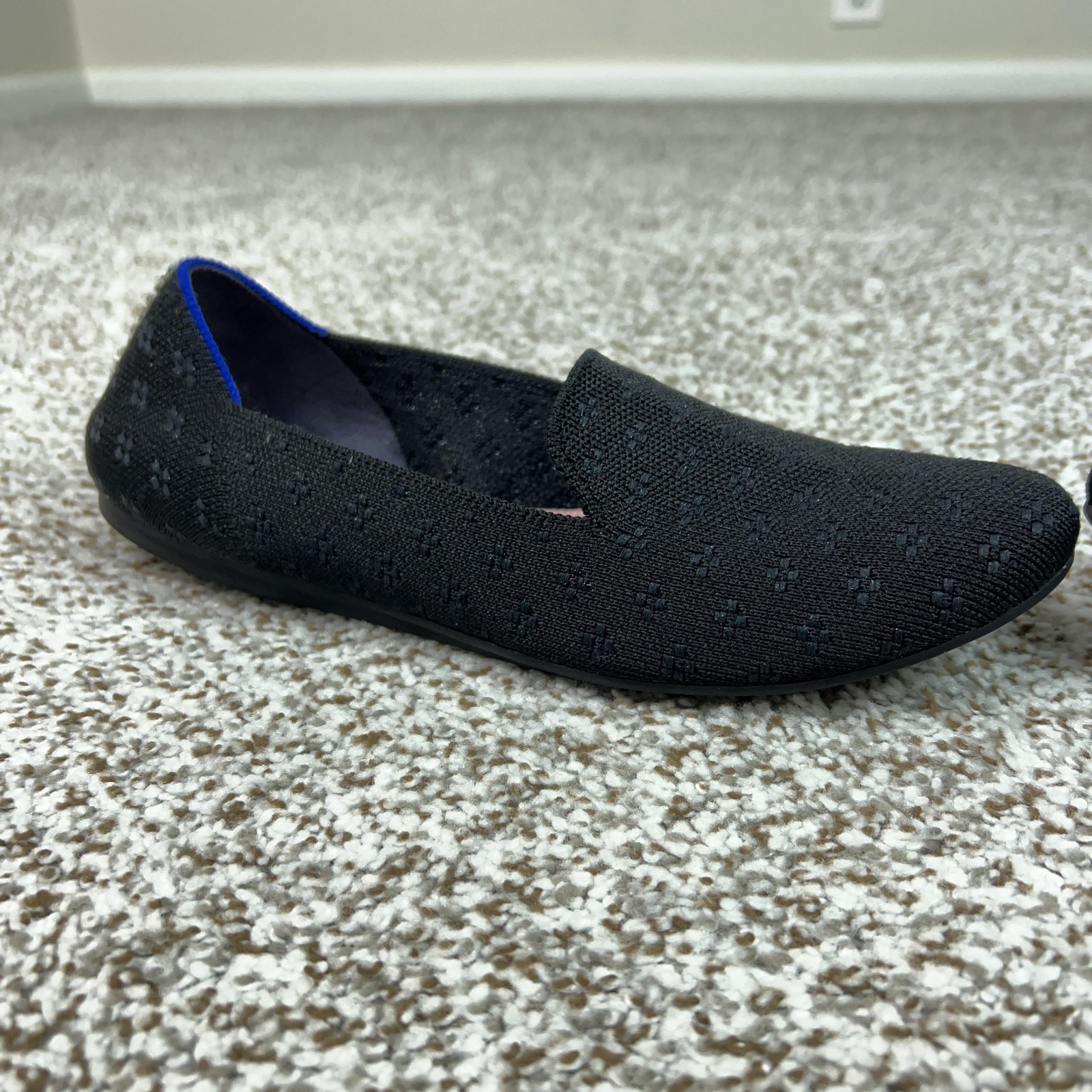 Rothys Shoes Womens Size 8.5 Black The Loafer Knit Flats Round Toe Casual Travel