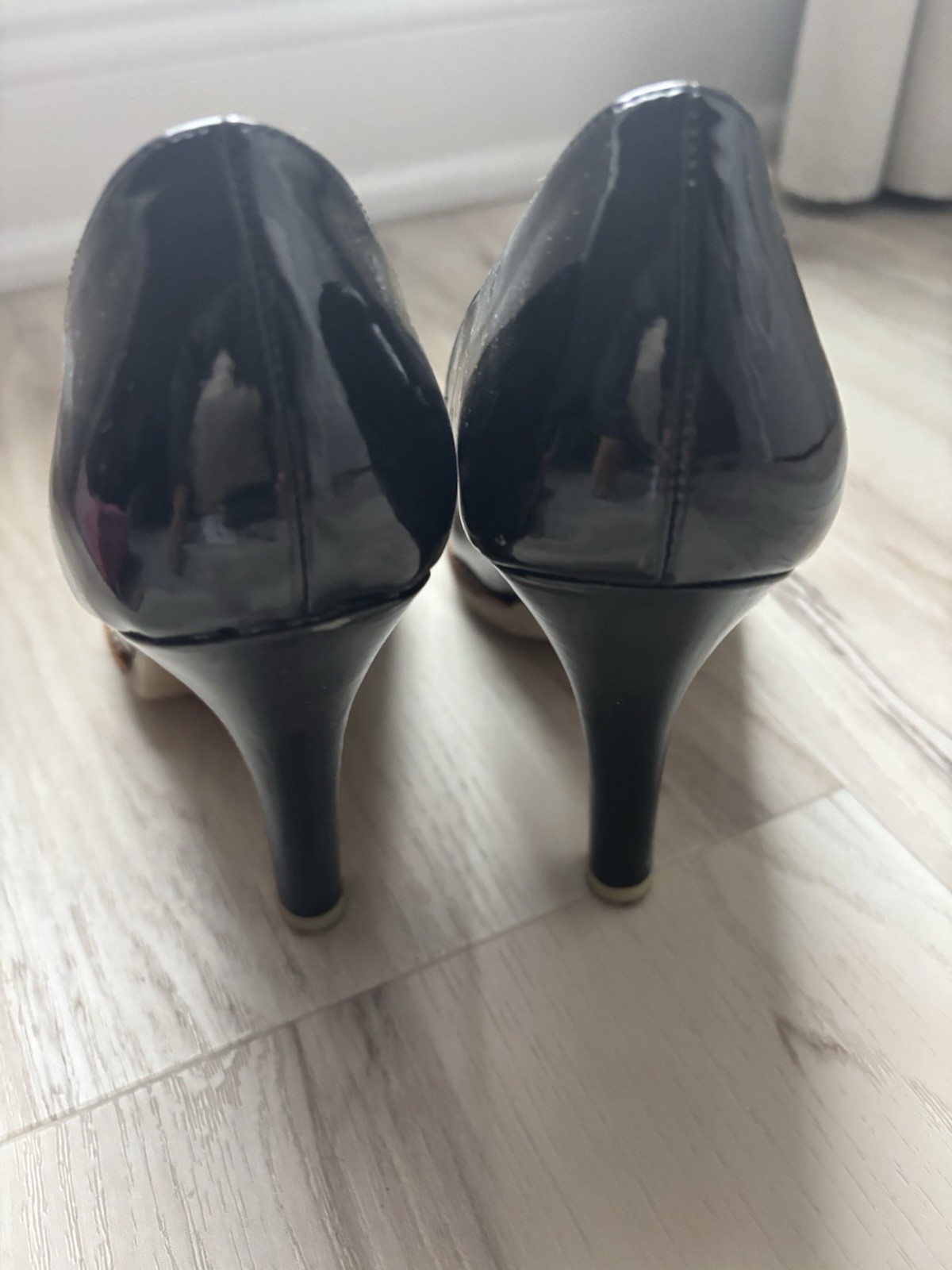 Chinese Laundry Hipster Black Patent Leather Platform 4″ Heel Pumps 10M