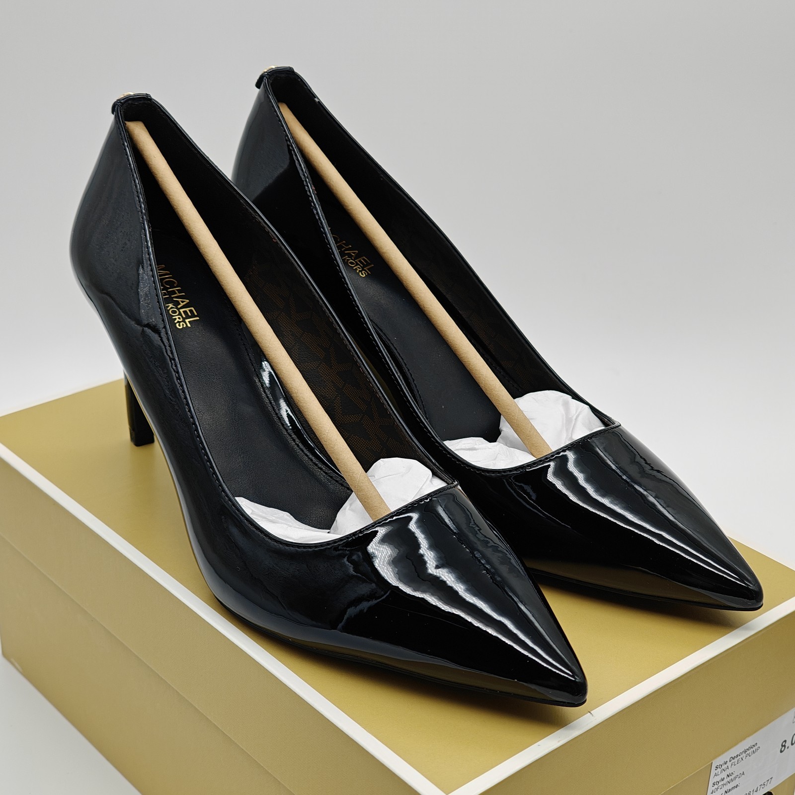 Michael Kors Alina Flex Pump Women’s 8M Black Pointed Toe 3″ Heels New