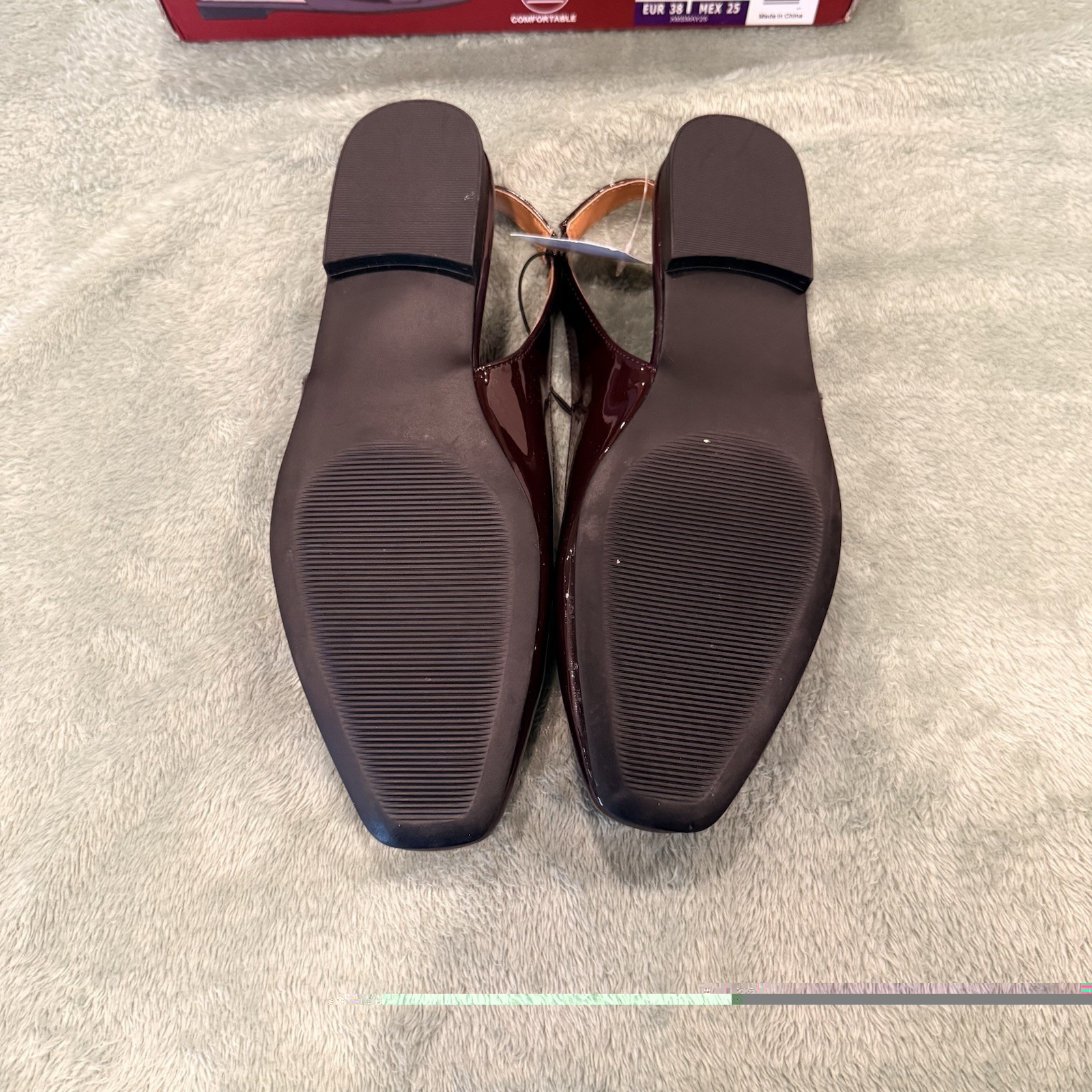 Kensie Felice Patent Slingback Flats Burgundy Red Women’s Size 8 NWT
