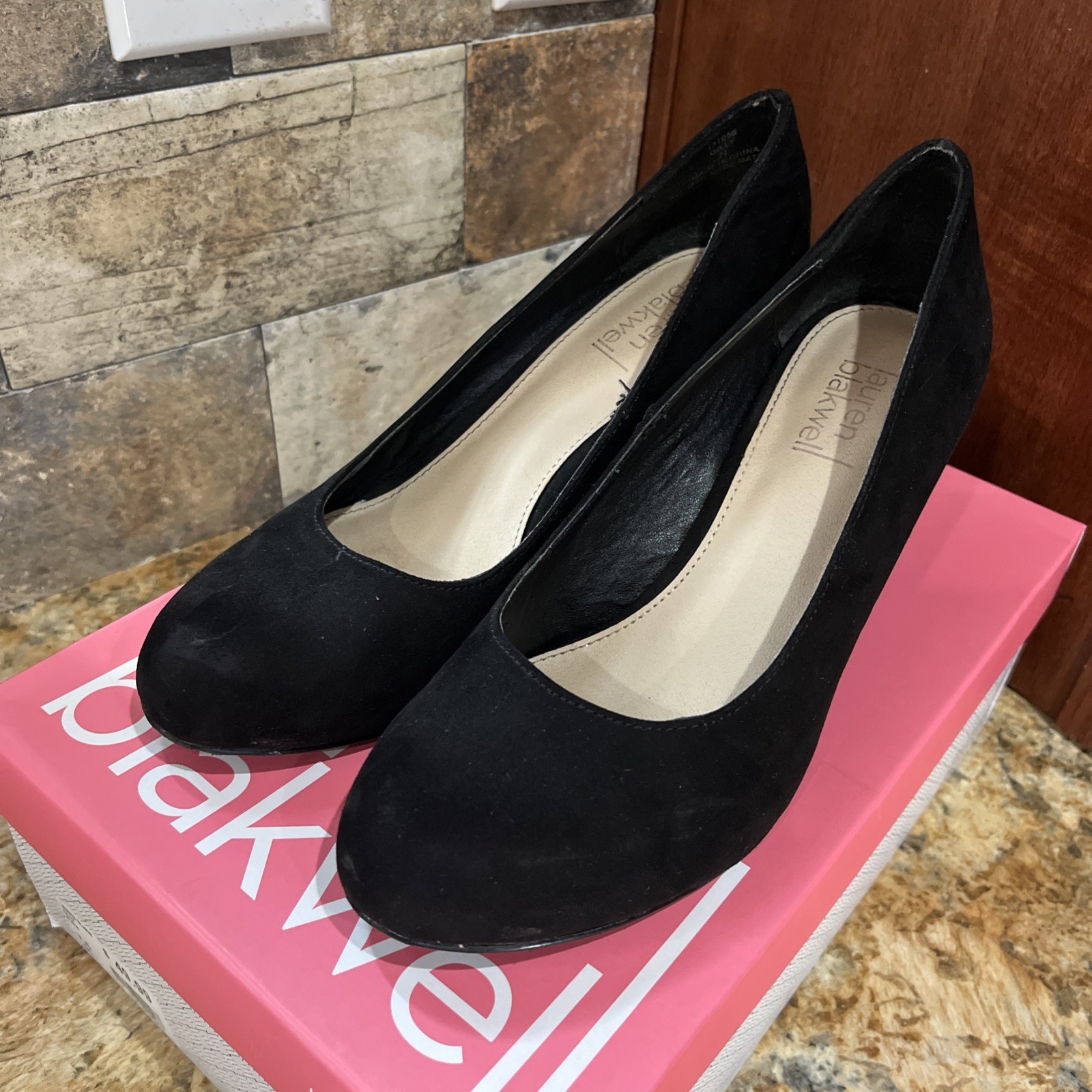 Lauren Blackwell Black Wedge Dress Shoe Women’s Size 7.5 2.5 in heels