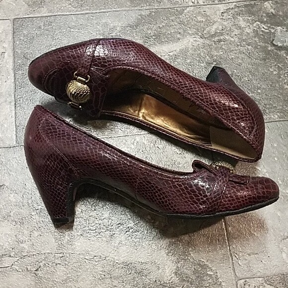 Sam Edelman Wine Python Snakeskin Yoanna Heels 8.5