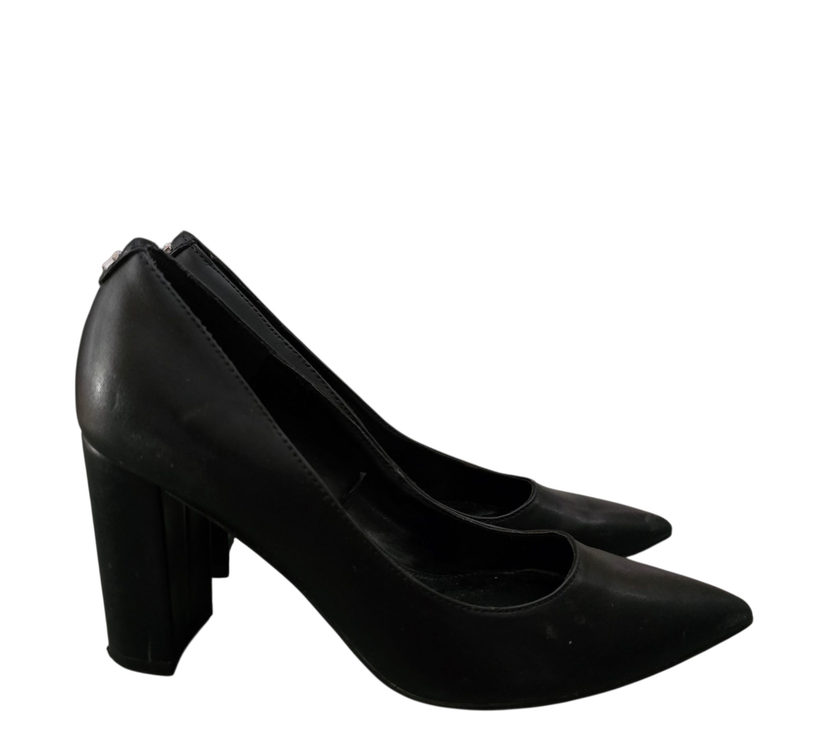 Calvin Klein Block Heel Sz 6M 3.25 in. Heel Black Faux Leather Pumps Col. Black