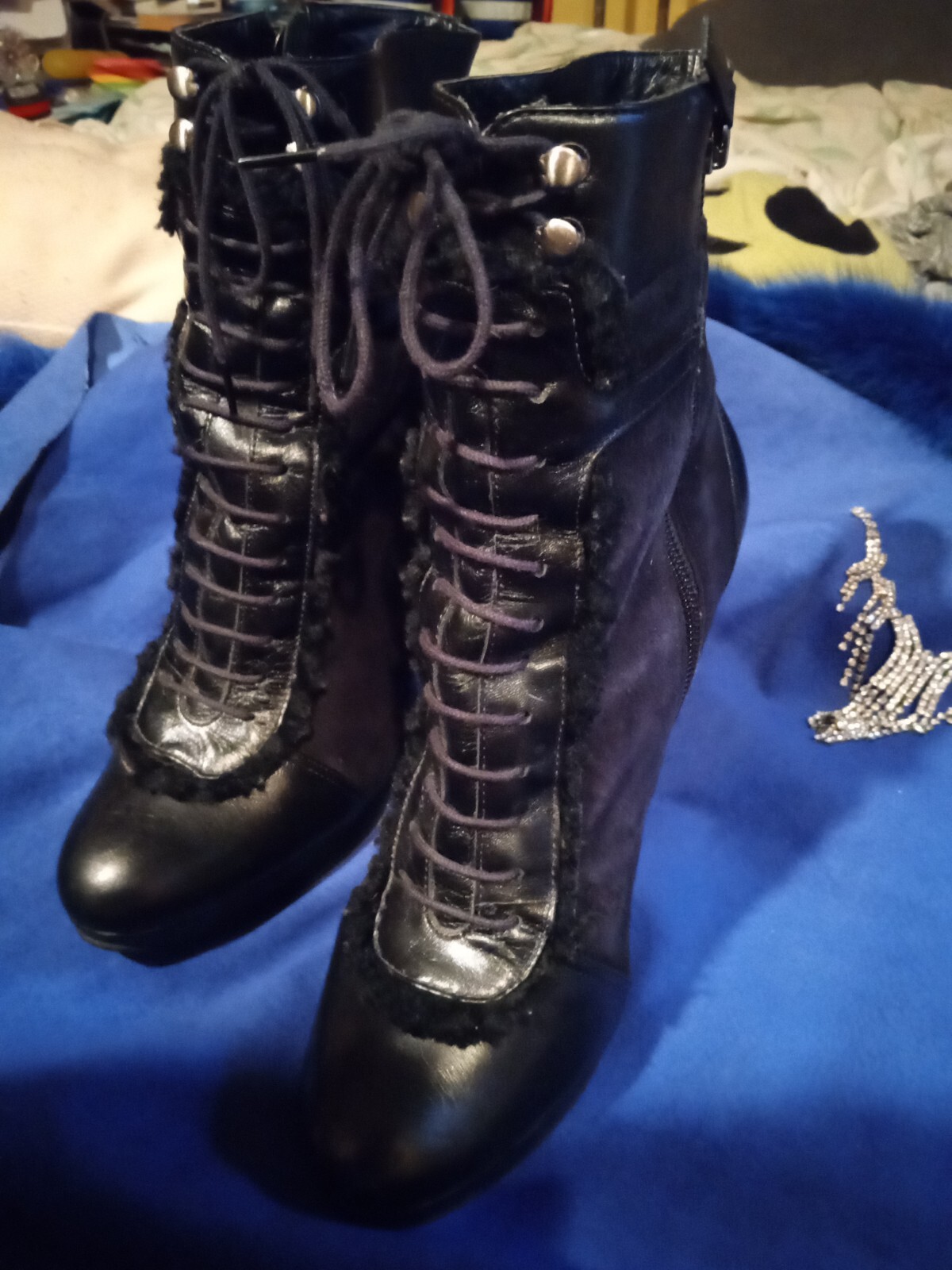 L.K. Bennett Gorgeous Butter Soft Suede Leather Boots Heels Black Must See! US 7