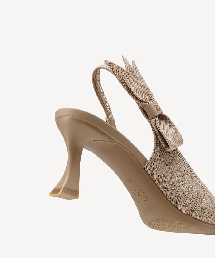 EverLush Bowknot Pointed Toe Heeled Slingback – Low Heeled