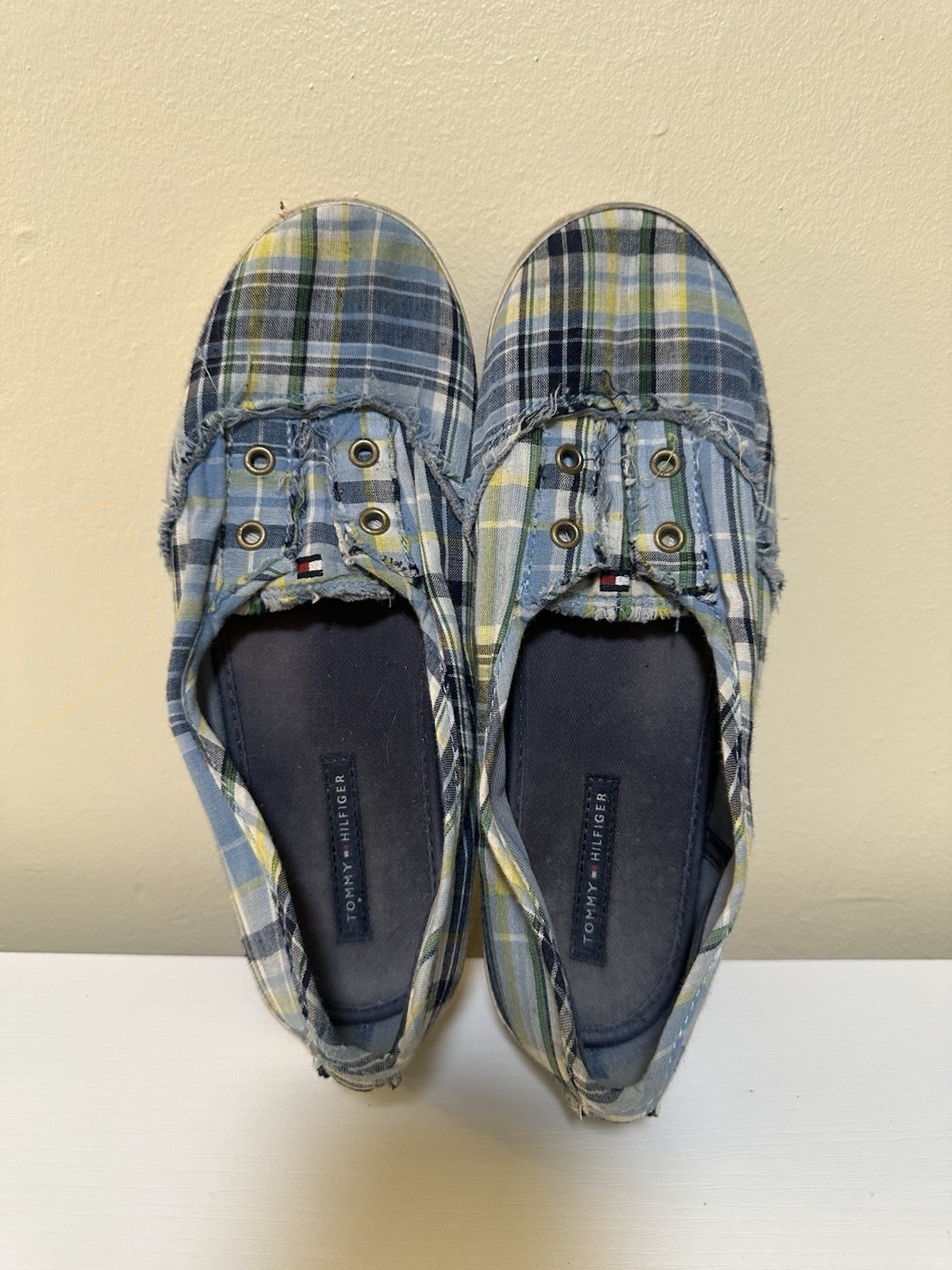 Tommy Hilfiger Blue Plaid Retro Shoes Size 7