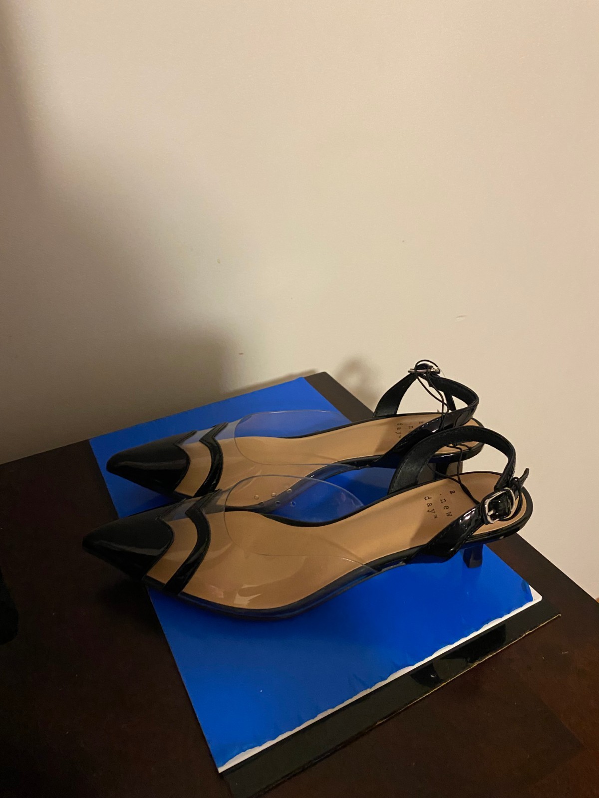 BRAND NEW WOMEN’S SIZE 7 A NEW DAY BLACK ELEANOR SLINGBACK KITTEN HEELS