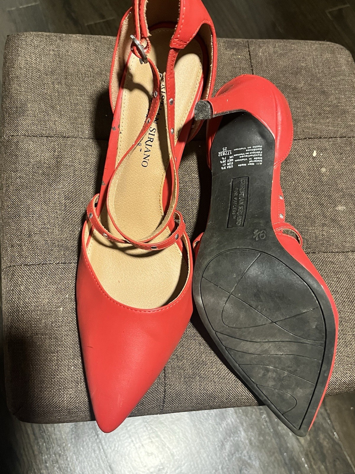Christian Siriano Women’s Size 9 1/2 Red Pointed Toe Strappy Heels