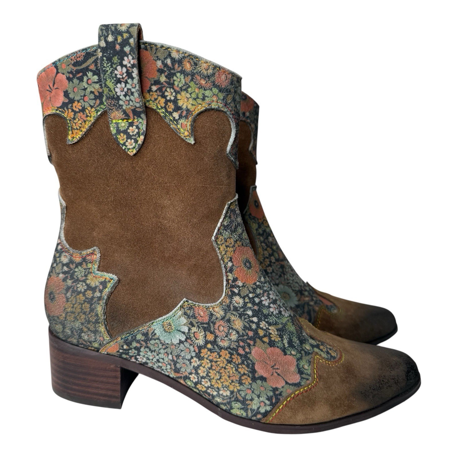 L’Artiste Spring Step Lady Luck Boots Leather Western Floral Womens 39 US 8.5