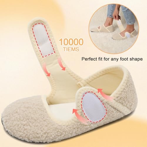 Comfy House Slippers for Women & Men – Wide 9.5-10 Women/8-8.5 Men Beige
