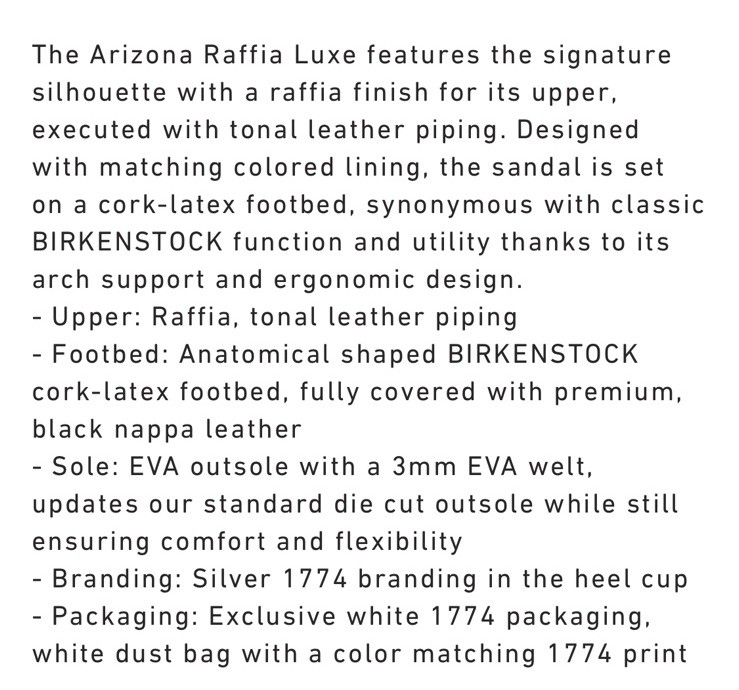 1774 Birkenstock Arizona Luxe Raffia Dual Buckle Slide Sandals US 5-5.5 EU 36