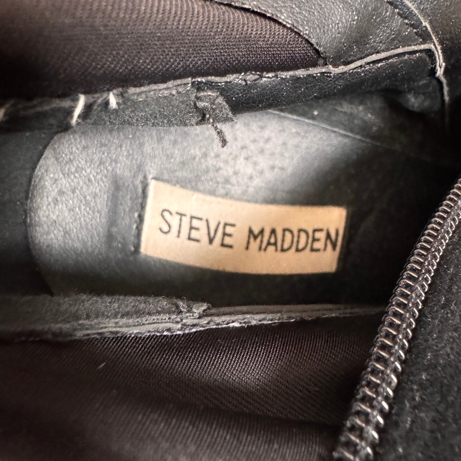 Steve Madden Edit Black Suede Textile Block Heel Sock Ankle Boots Womens 9.5M