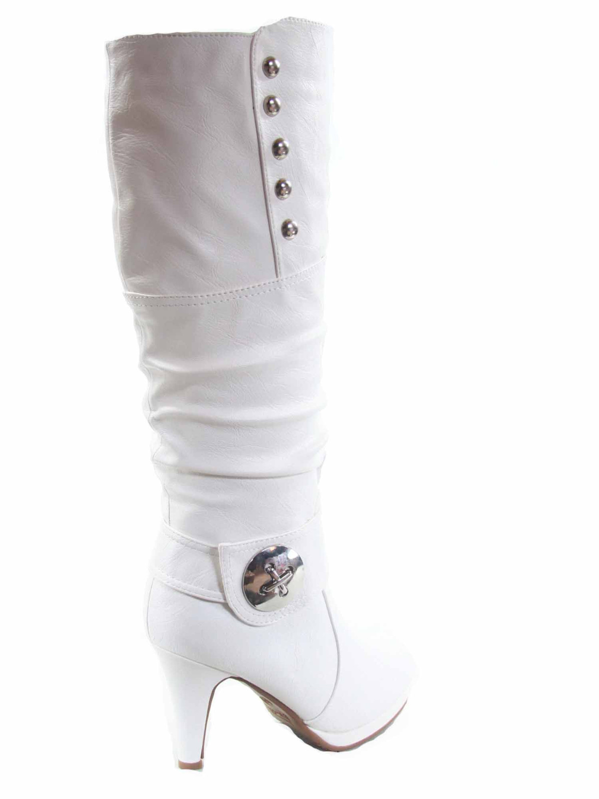 Women’s 6 Color High Heel Round Toe Platform Zip Knee Mid Calf High Boots