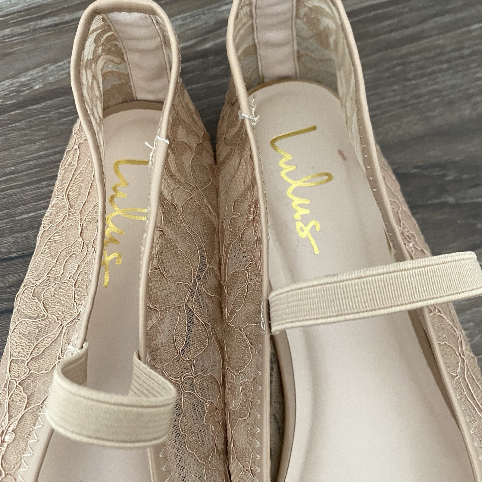 Lulus Womens Veera Lace Bow Ballet Flats Size 11M Light Nude RUNS LARGE