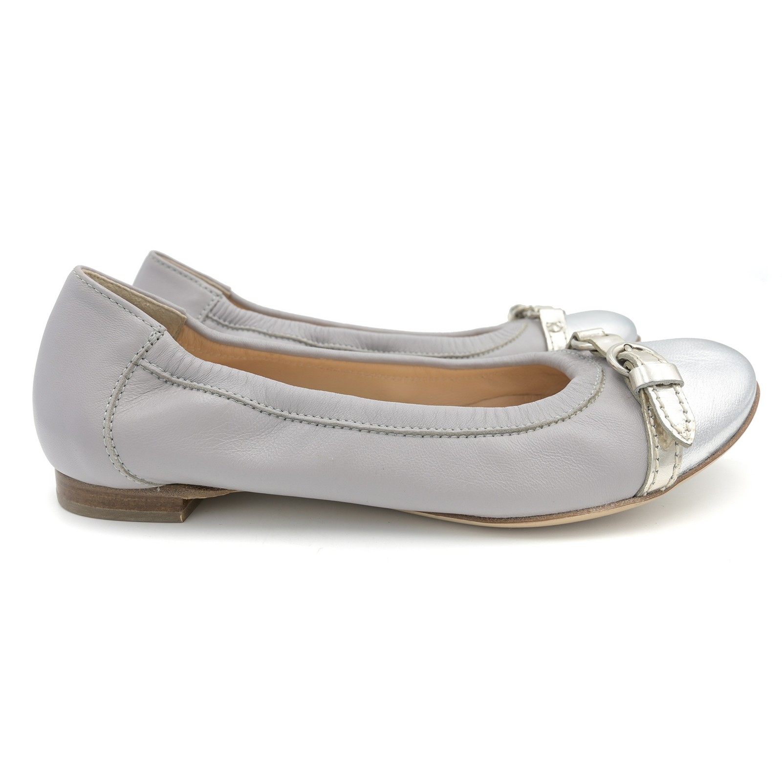 *BRAND NEW!* AGL Pale Lavender/Silver Metallic Cap Toe Ballet Flats sz 37 / 7 US