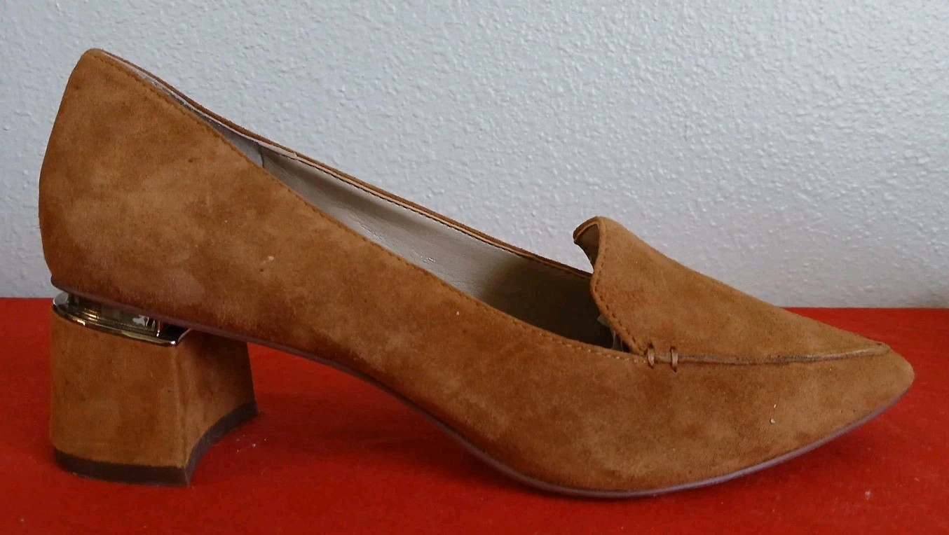 Enzo Angiolini Denna Leather Suede Brown Chunky Pointed Toe Loafer Sz 7½M38