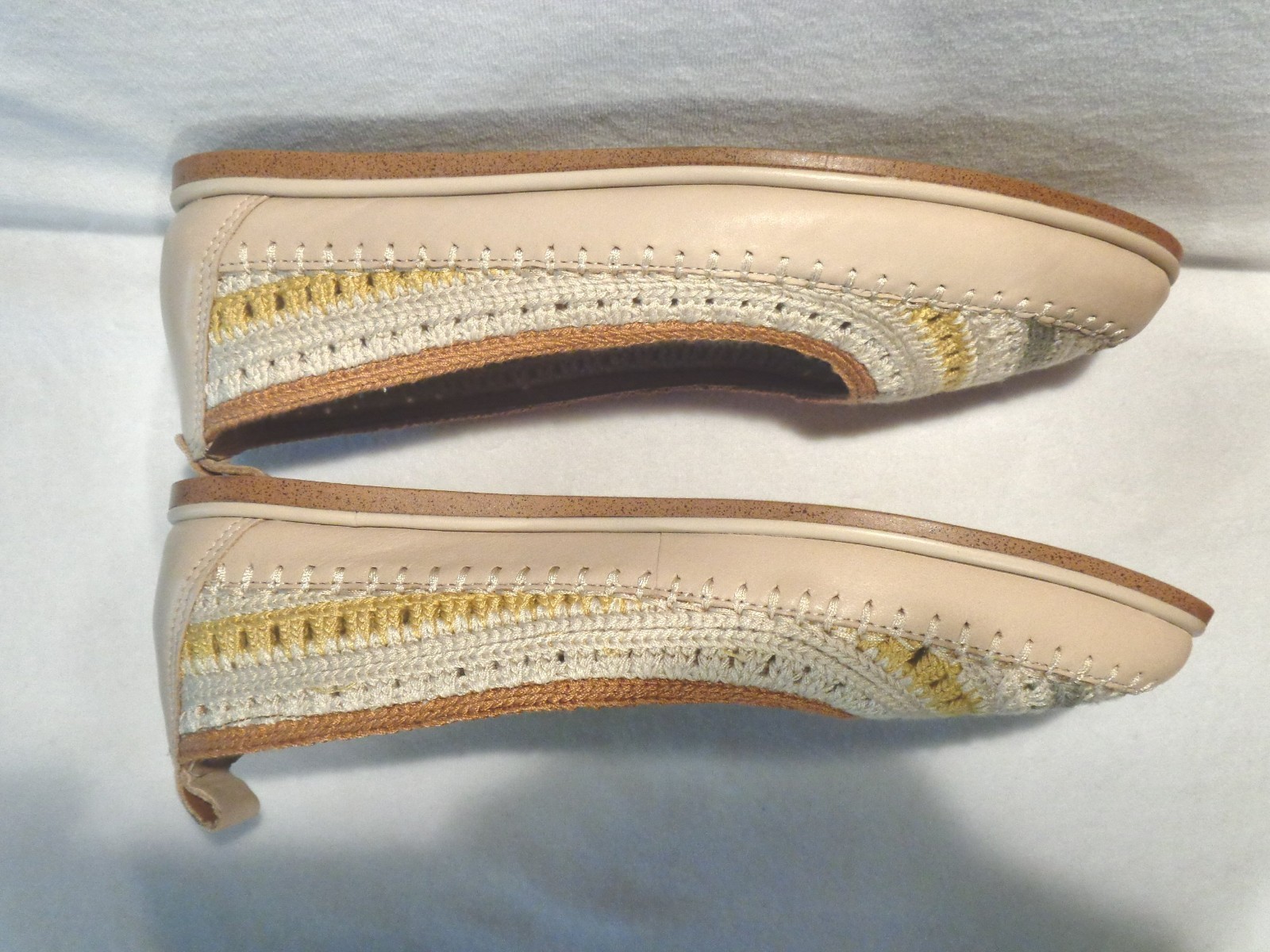 LUCKY BRAND LK – WYLLY 8.5 CROCHET TEXTILE & LEATHER BALLET FLATS SLIP-ON SHOES