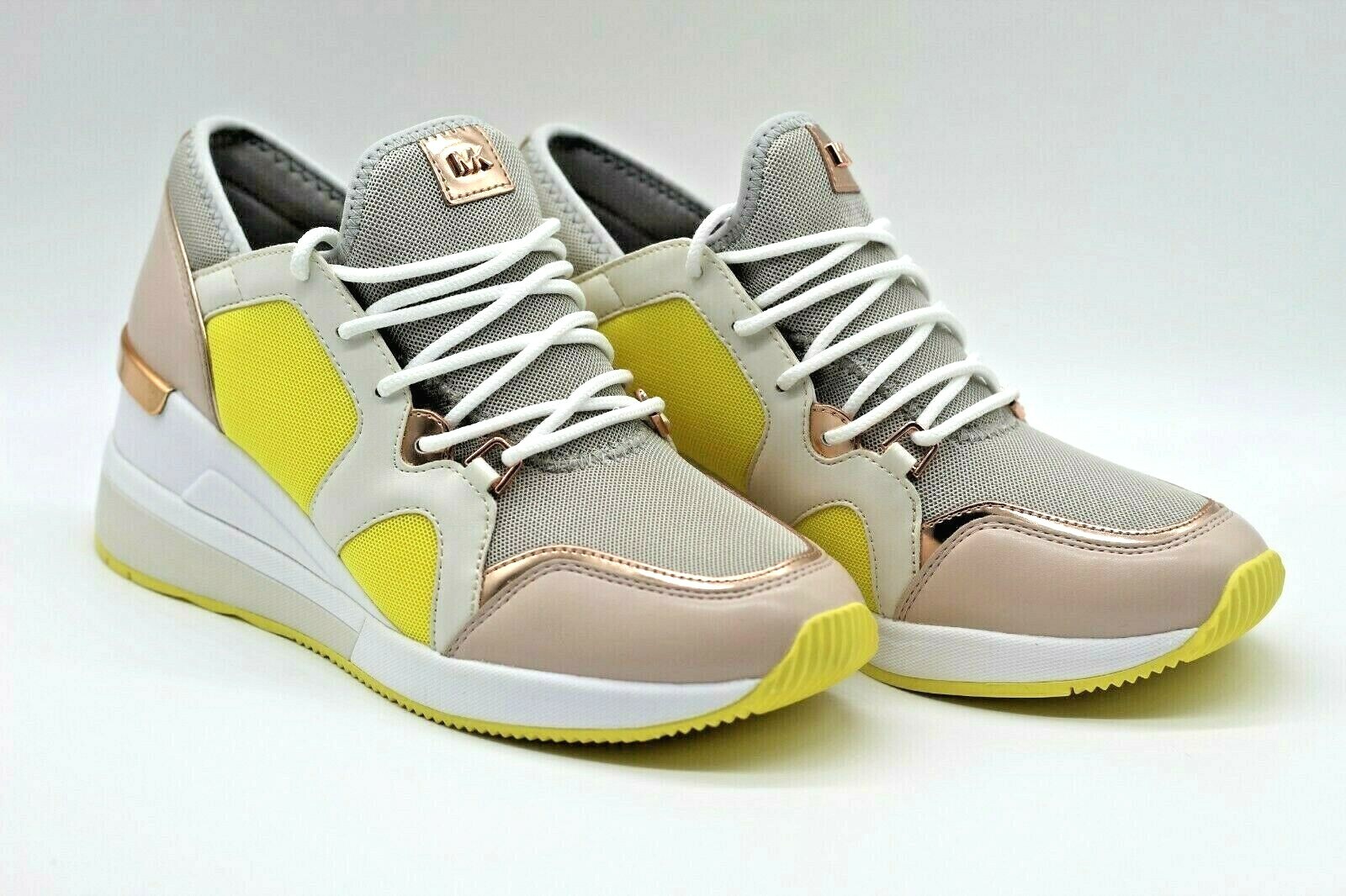 MICHAEL KORS Liv Trainer Sneakers Small Air Mesh Aluminum Women’s Shoes NEW