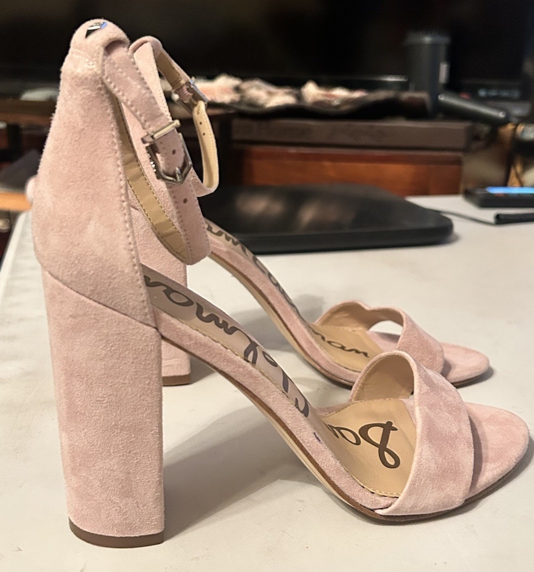 Sam Edelman New York Women’s Yaro Suede Pink Chunky Heels Size 10 Ankle Strap