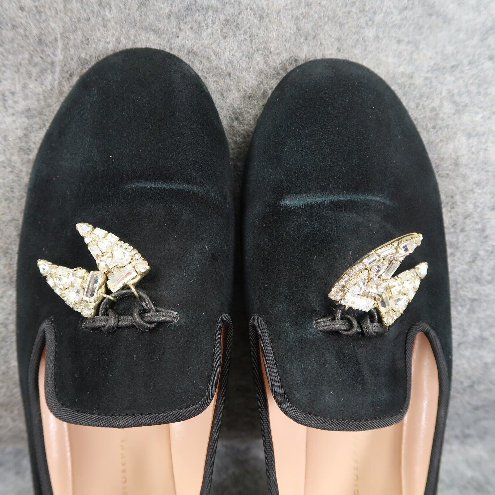 Giuseppe Zanotti Shoes Women 36 Slipper Loafer Shark Crystal Charm Fashion Black