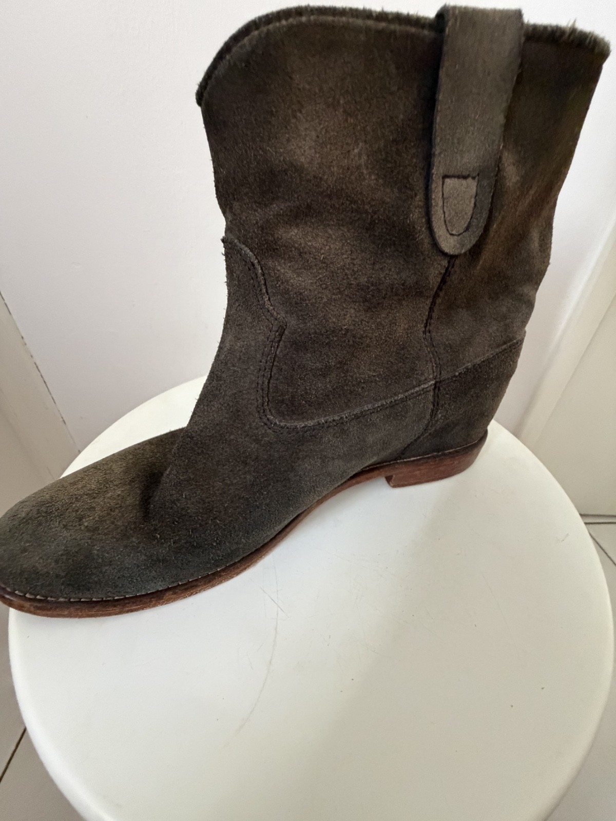 ISABEL MARANT-boots susee- suede-wedges- faded black- 42