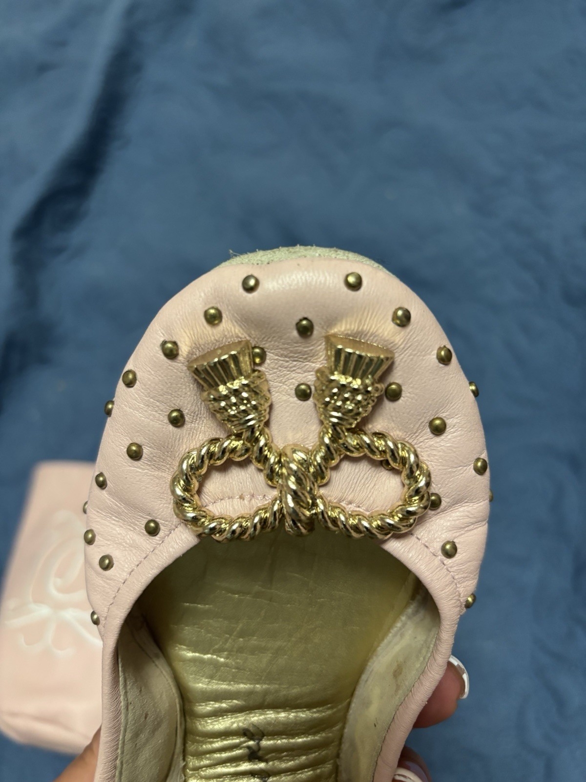Vintage Juicy Couture Pink Logo Ballet Bow Flats w/ Original Bag and Box Size 6