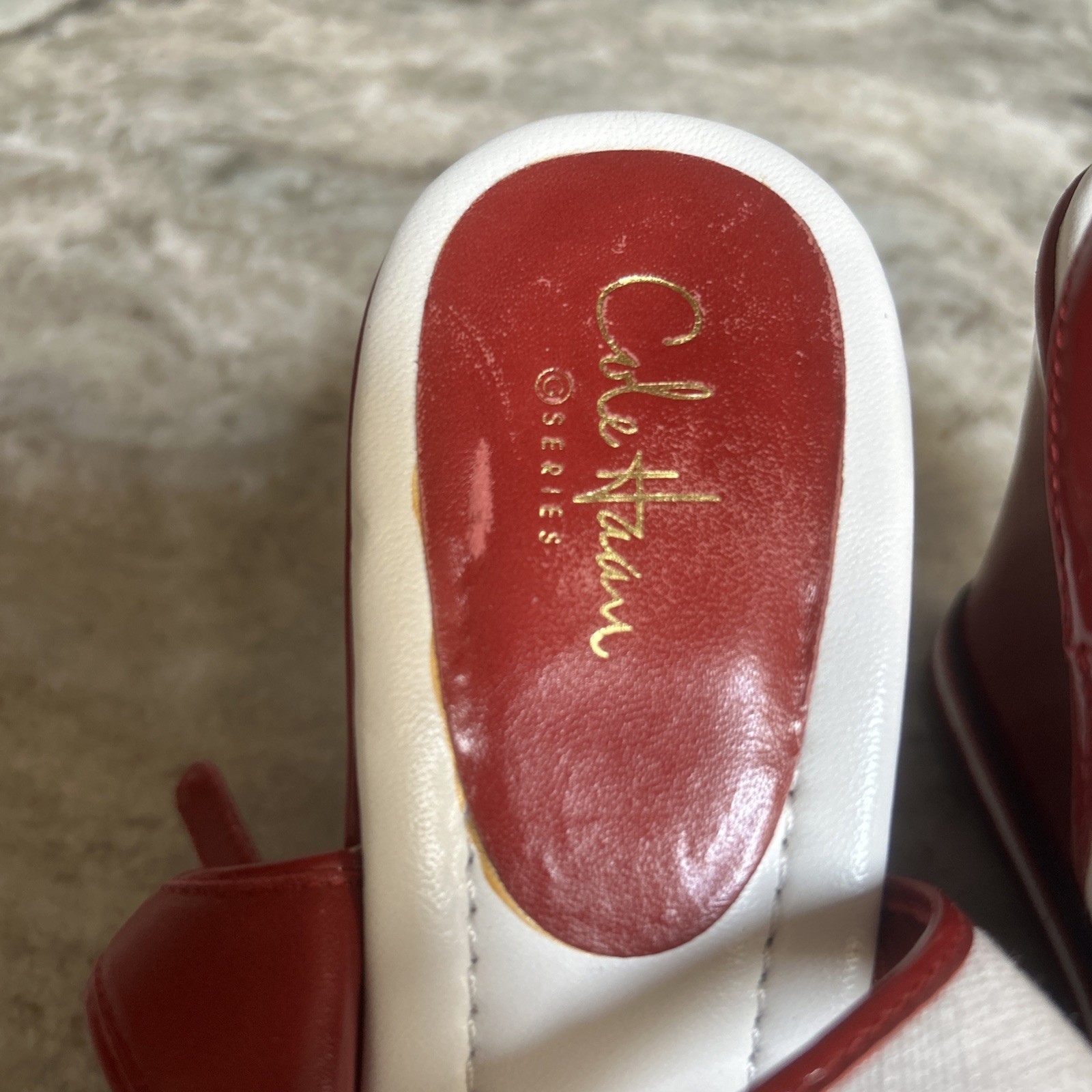 Cole Haan NikeAir G Series Air Tali WedgeRed Patent Leather Peep Toe Rare 8 1/2