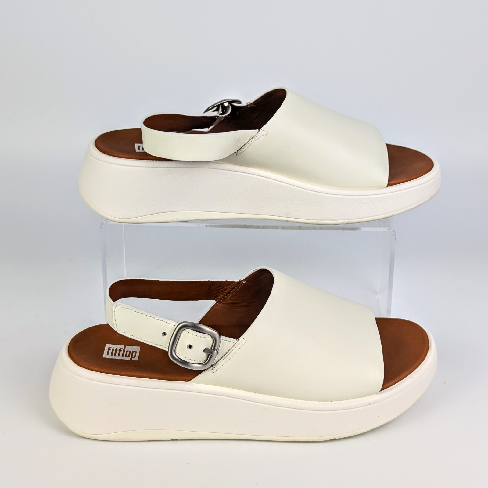 [NEW] Fitflop Women’s Cream Leather Platform Back-Strap Sandals size 7