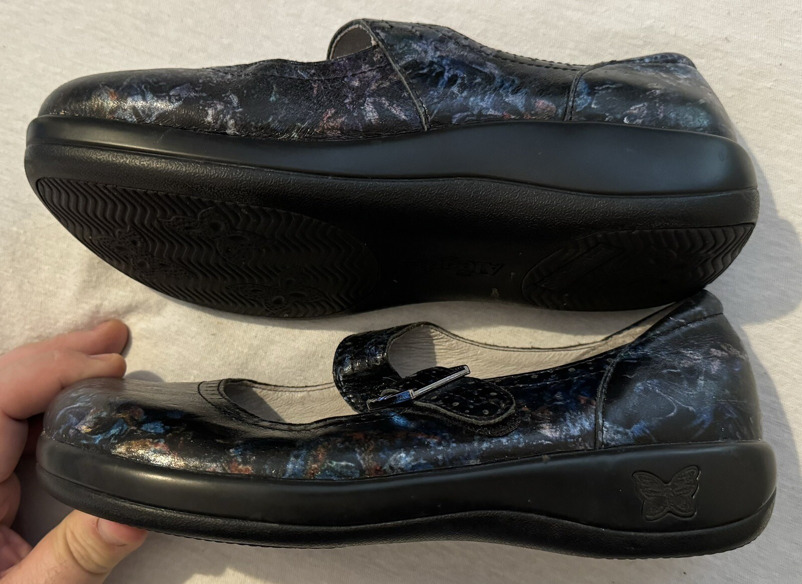 Alegria Black Space Galaxy Mary Janes Sz. 39 Buckle Butterfly Shoes