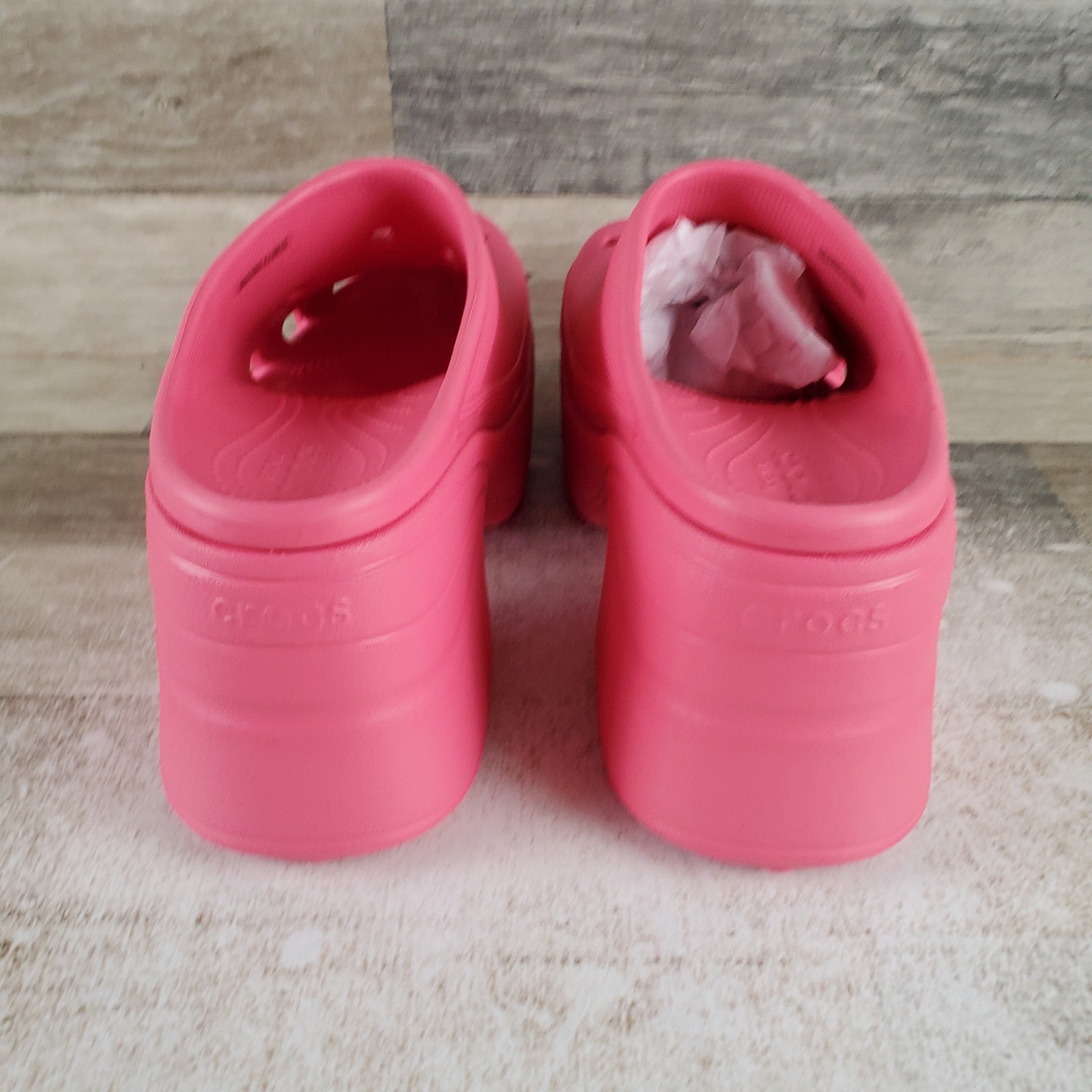 Crocs Siren Clogs Sz 11 Hyper Pink Rubber Platform Slip On Block Heel