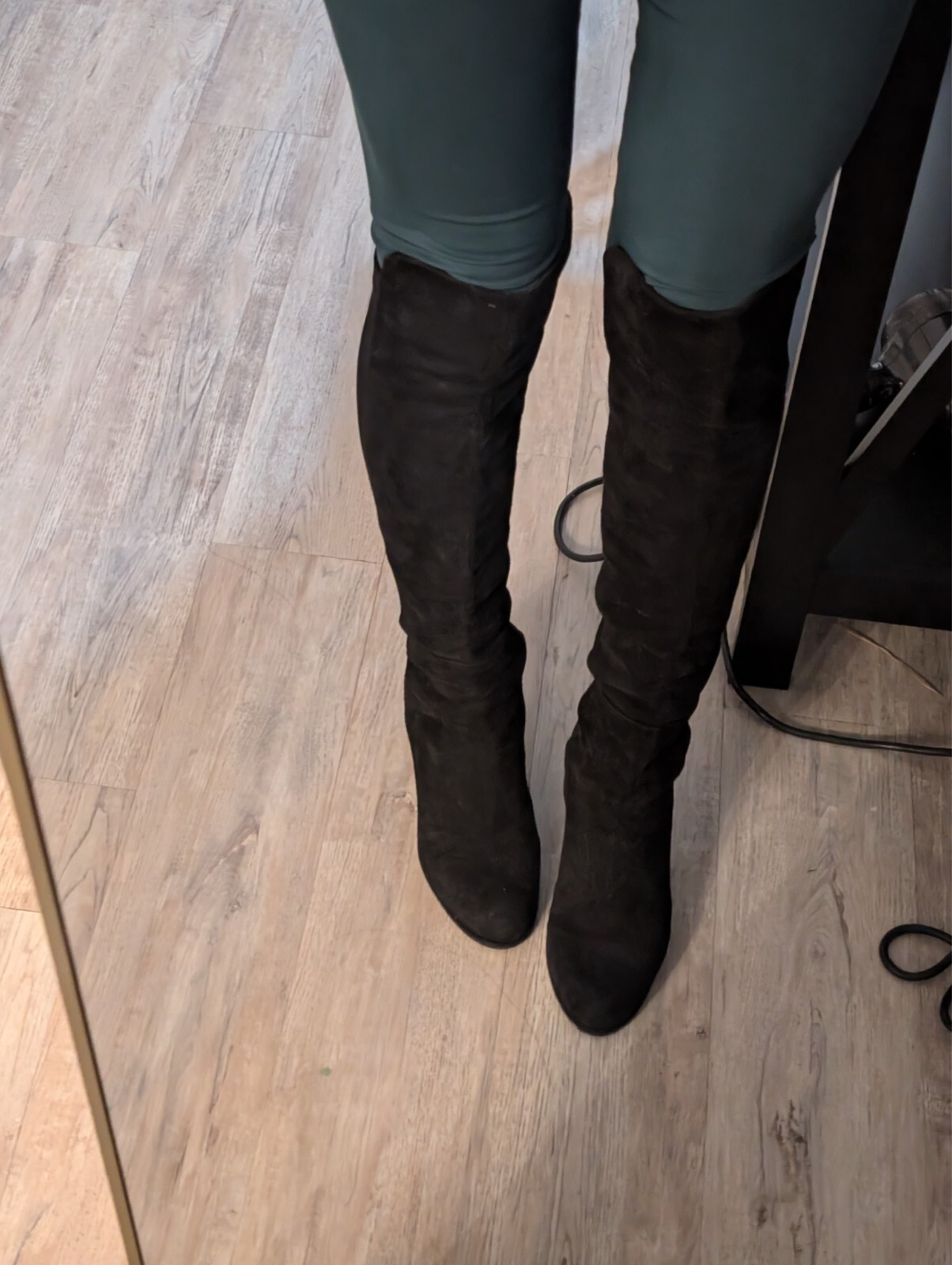Stuart Weitzman Fitted Demiswoon Black Suede Wedge Boots Size 9M