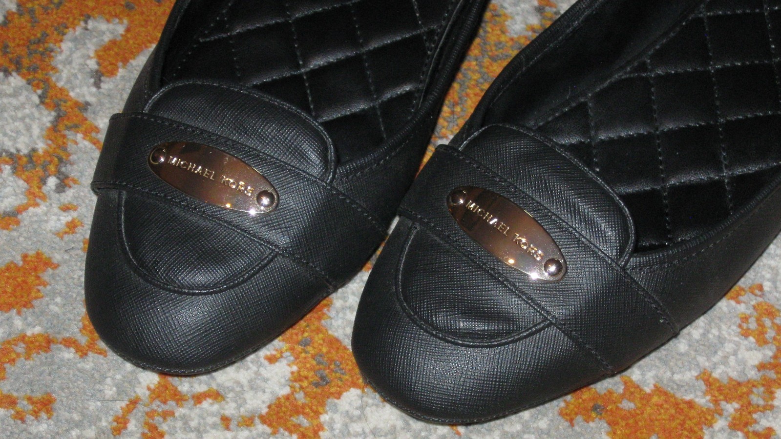 MICHAEL KORS MK PLATE MOC LOAFER STYLE BALLET FLATS IN BLACK 10 M