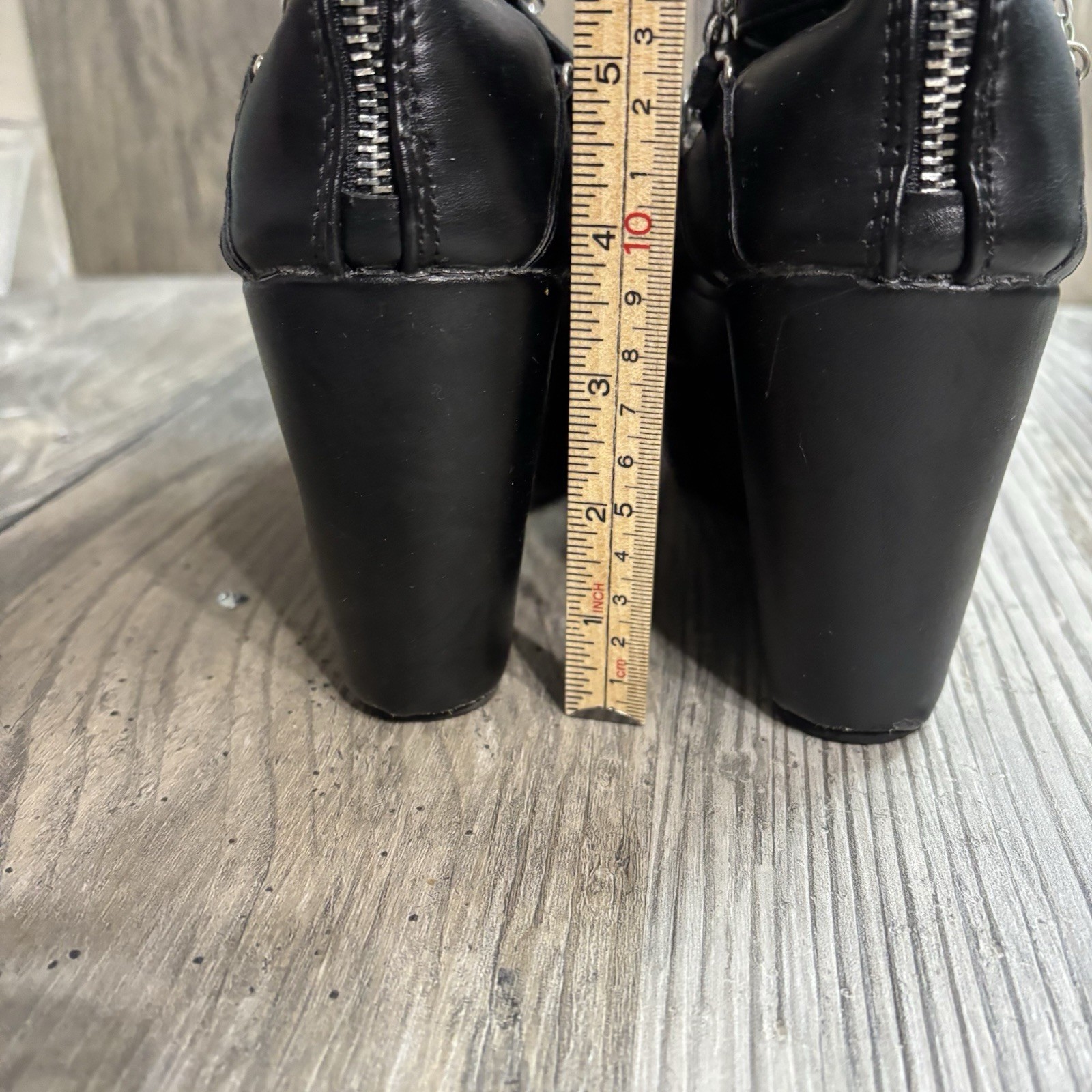 Goth Grunge Platform Gladiator Wedge Chain Charm Black Sandals Women’s 41/ 10
