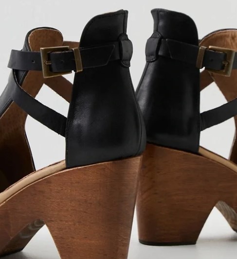 Free People Mid (2-2.9 in) Heel Height Heels for Women, Black Leather