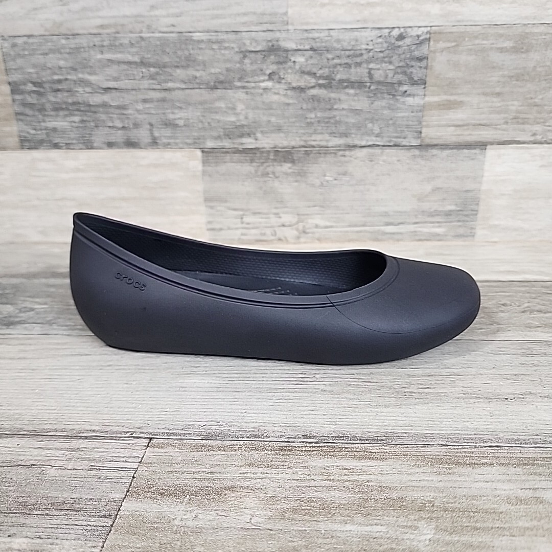 Crocs Brooklyn Flats Womens Sz 5 Slip On Sandals Black NEW NWOB *read