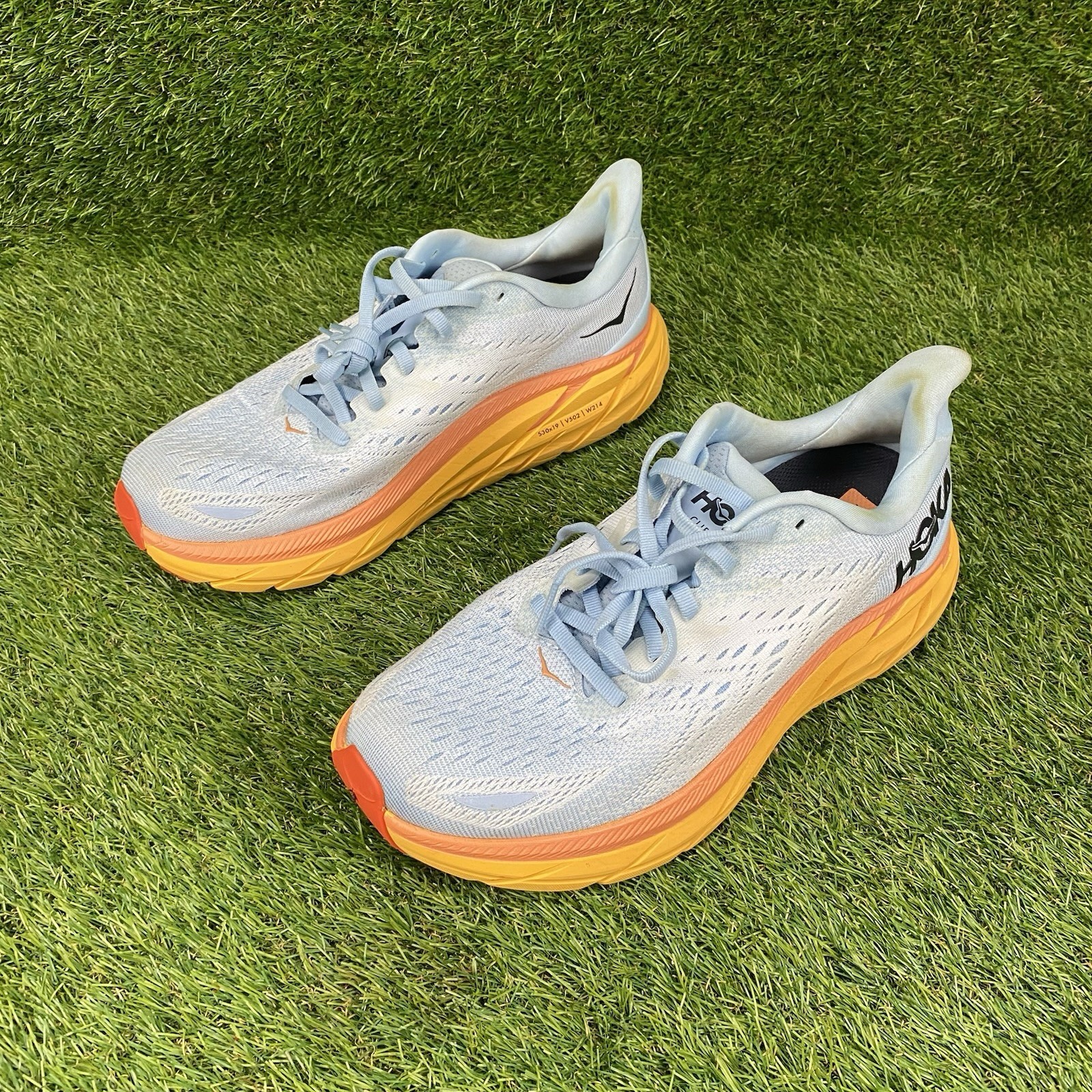 Hoka One One Clifton 8 Women’s Running Shoes Size 9.5 D Summer Song Blue/Orange