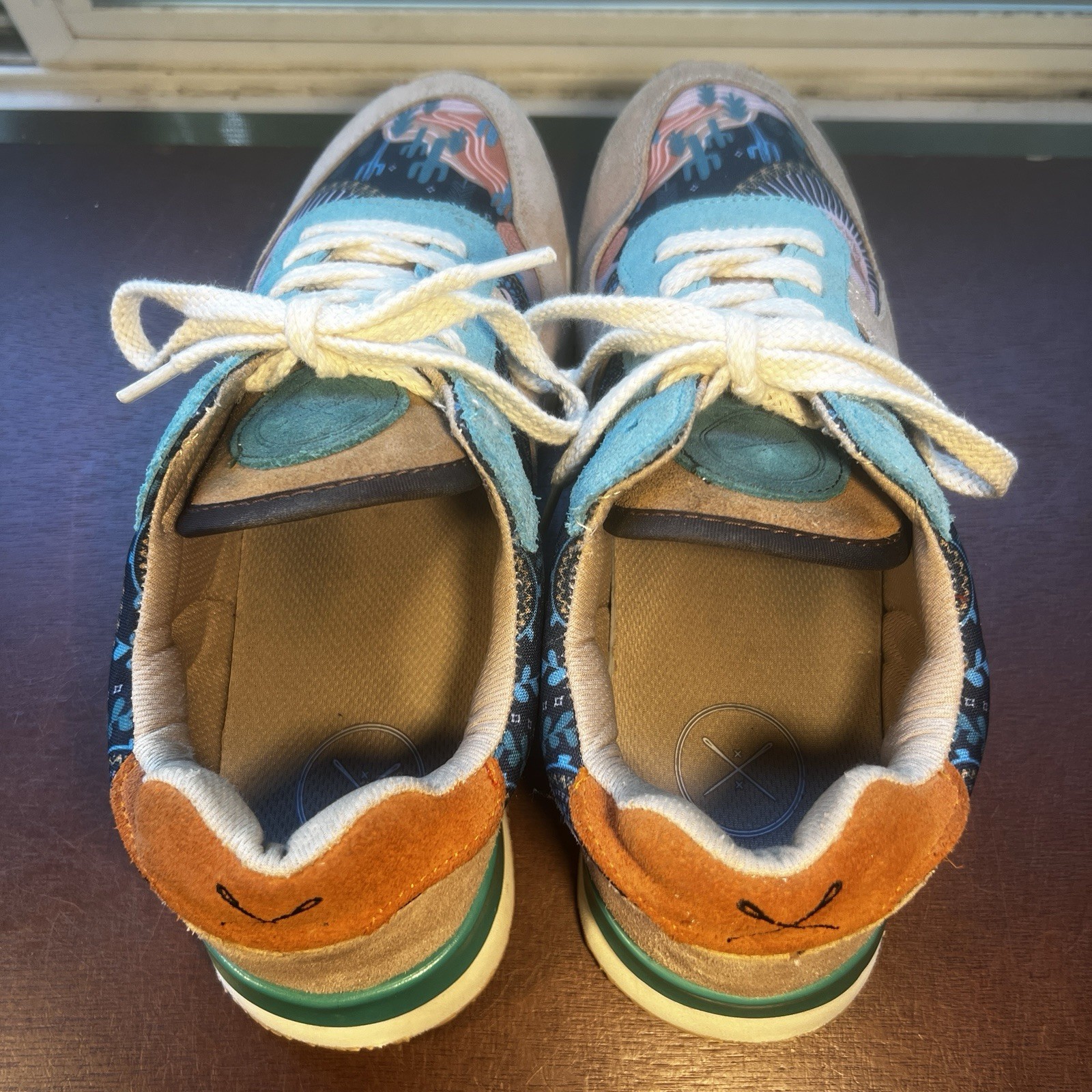 Inkkas Socorro Women’s Sz 11 Shoes Tan/Turquoise Leather Athletic Sneaker Cactus