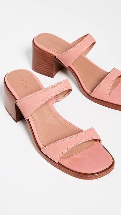 Madewell NK025 Saige Double-Strap Heeled Mules Sandal in Nubuck Leather Size 8